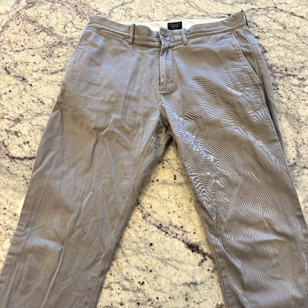 J. Crew Mens Grey 484 Slim-fit Stretch Chino Pant - 29" W 32" L